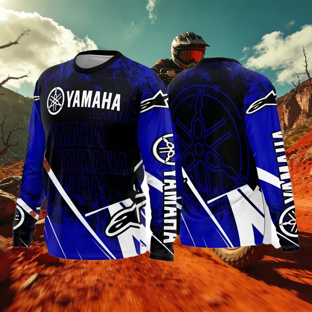 

Новый летний мужской мотоциклетный костюм MOTO YAMAHA, свободный дышащий быстросохнущий костюм для гонок по бездорожью, спортивная футболка с длинными рукавами