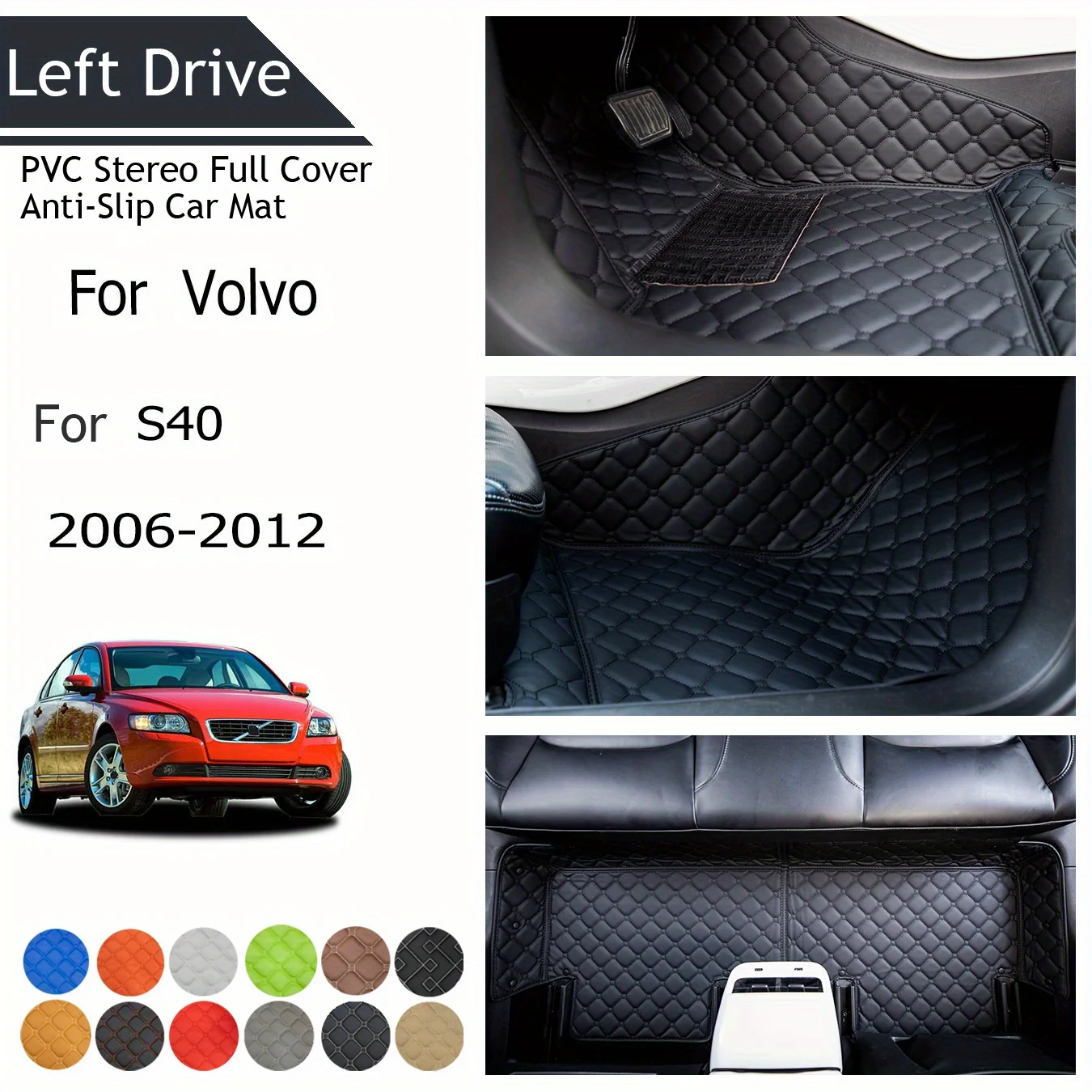 

TEGART 【LHD】For Volvo For S40 2006-2012 Three Layer PVC Stereo Full Cover Anti-Slip Car Mat Car Floor Mats Car Accessories