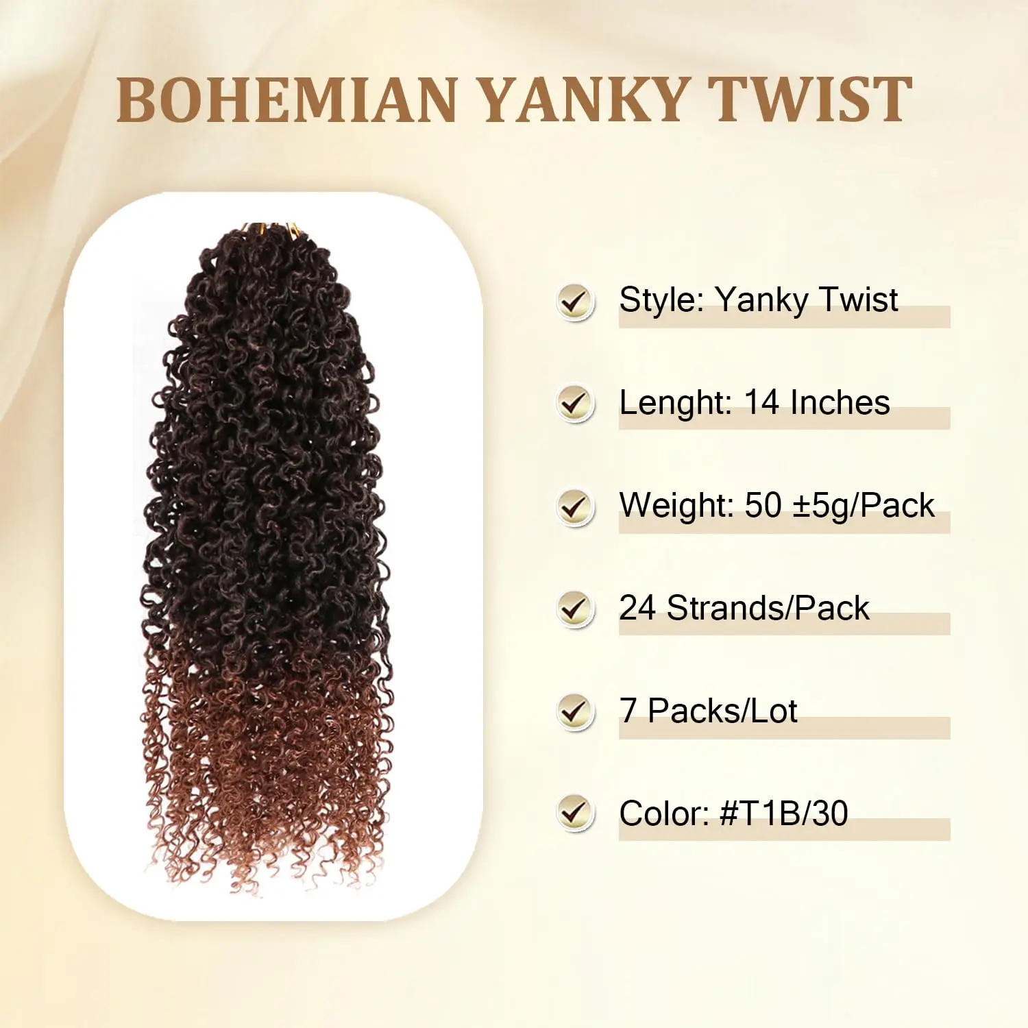 Yanky Twist Crochet Hair 8 Inch 1/7 Packs Bohemian Passion Twist Spring Mini Twist Crochet Hair for Black Women Synthetic Hair