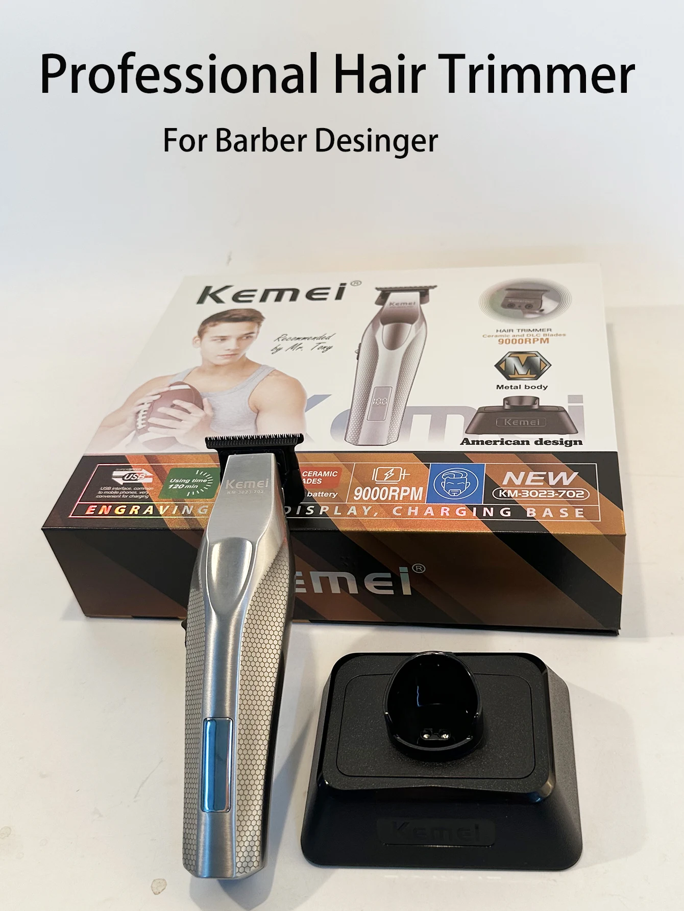 Kemei Haarschneider, professioneller Haarschneider, elektrische Haarschneidemaschine, wiederaufladbarer Haarschneider, 0 mm Trimmer für Männer, KM-3023-702 – Detail 8