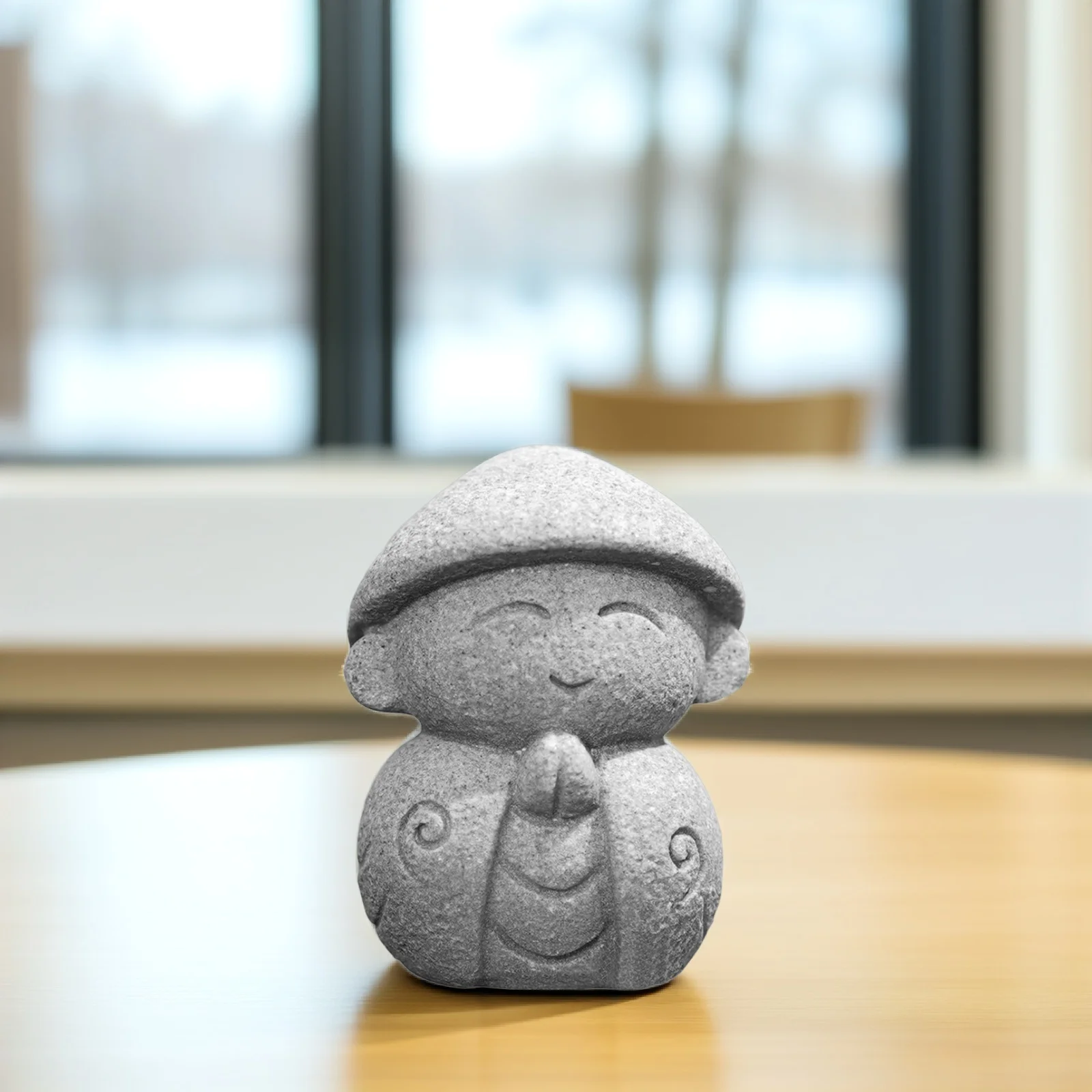 

Buddha Statue Decor Craft Adornment for Desktop Imitate Limestone Small Maitreya Stone Buddha Indoor Home Office Decoration