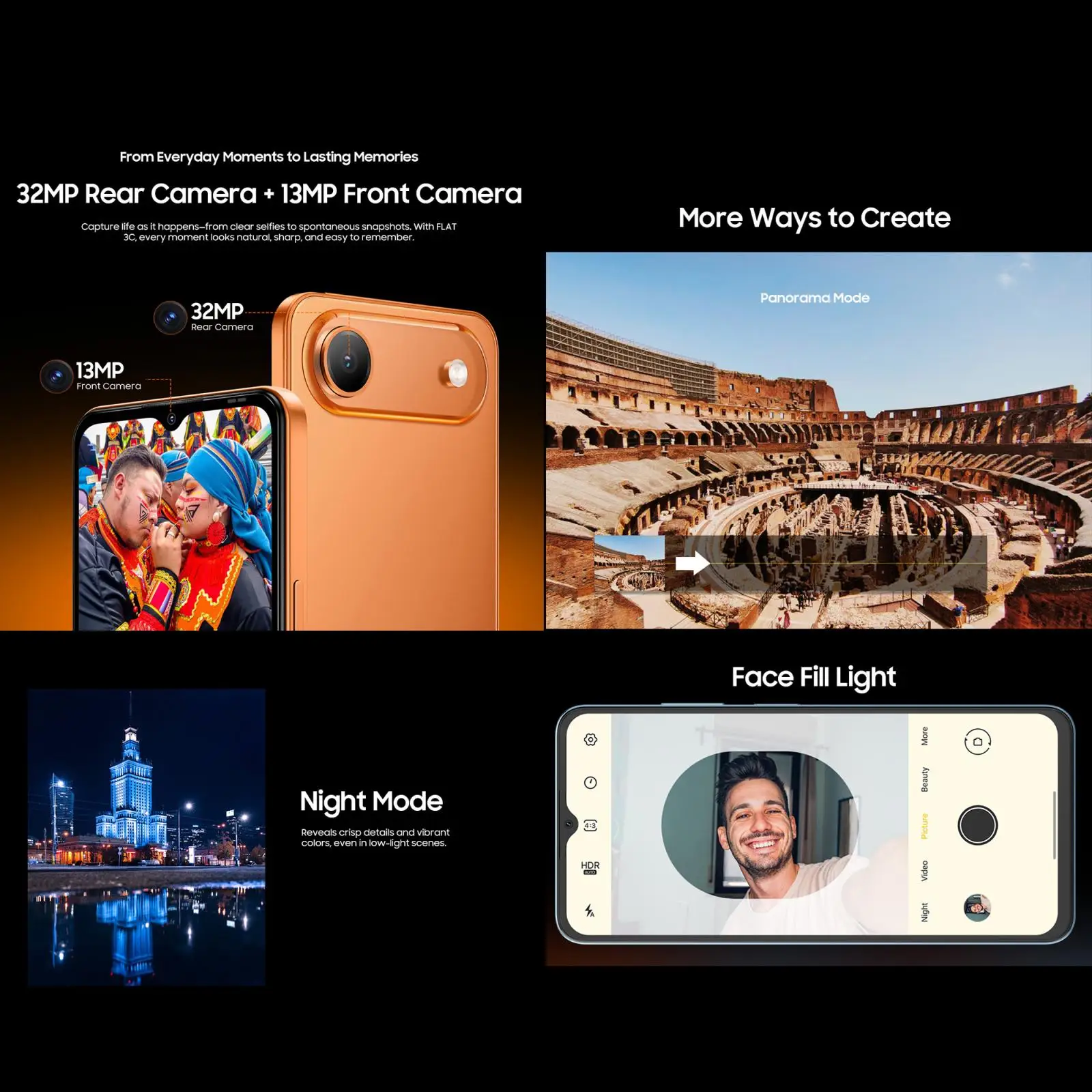 Blackview Oscal FLAT 3C 4GB+64GB/4GB+128GB 6.56 inch Android 16 Unisoc UMS312 T310 Quad Core 5000mAh Battery OTG 4G Smartphone