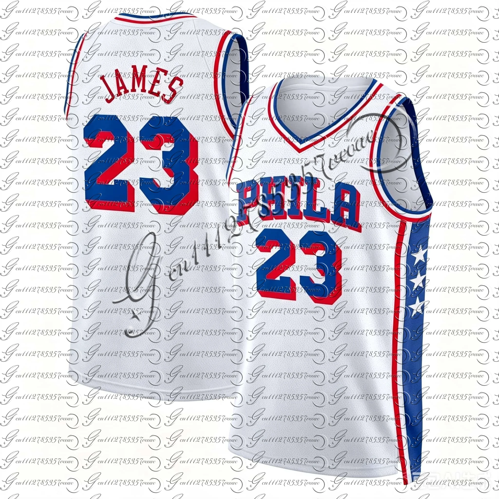 Herren PHILA Basketballtrikot Ärmellos Vintage Shirts Atmungsaktive Sportbekleidung Fan Match Trainingsweste FamilyMatching – Detail 10