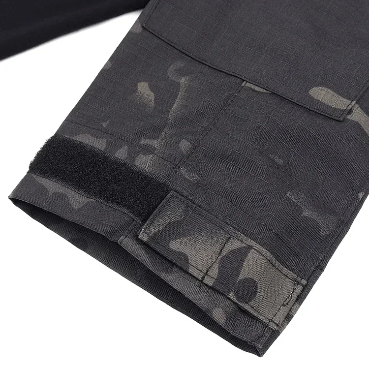 Outdoor Langarm Taktische Shirts Combat Shirt 1/4 Zipper Ripstop Baumwolle Tragen-wider Camo Airsoft T Shirts Männer Kleidung – Detail 7