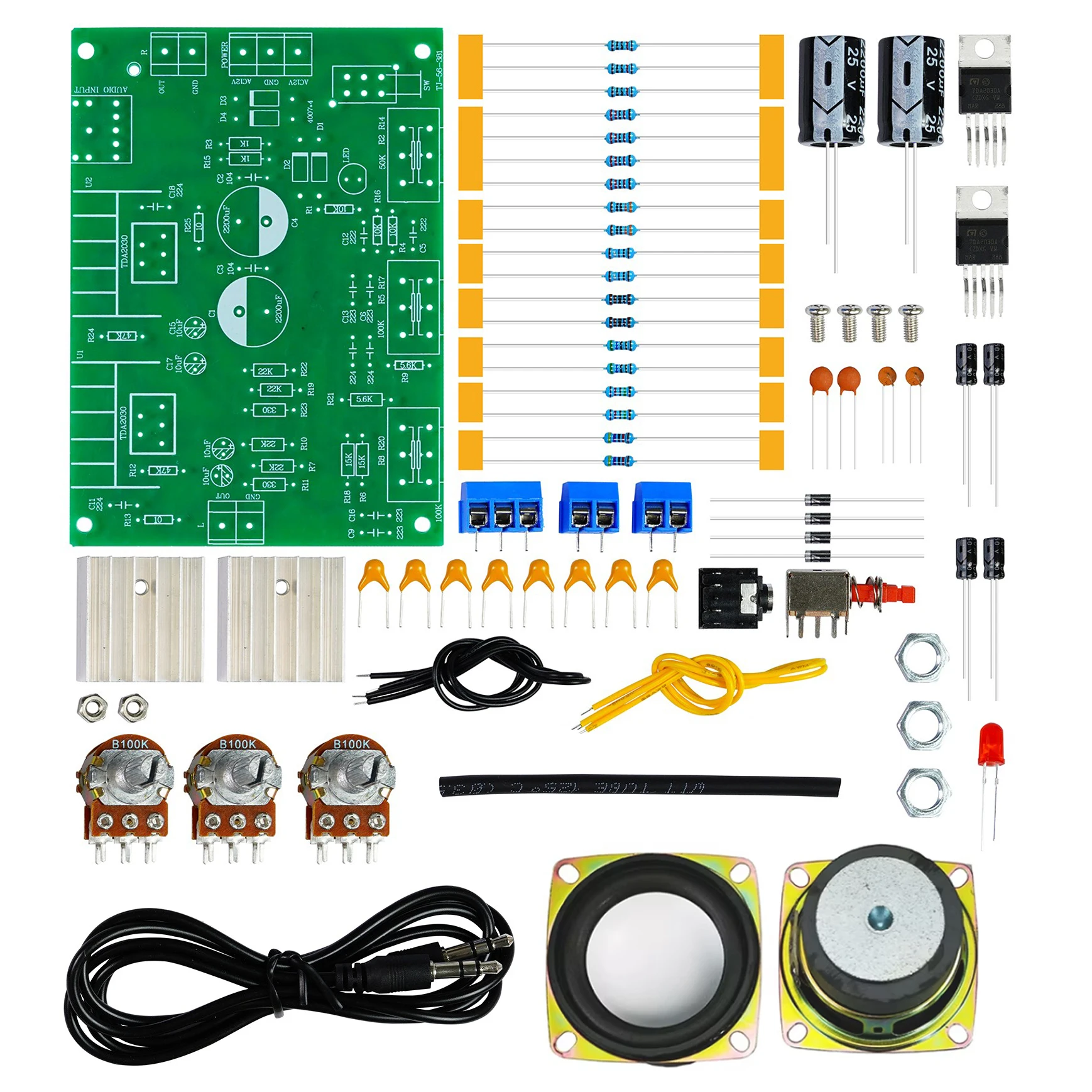 Elektronisches DIY TDA2030 Zweikanal-Verstärker-Kit, transparentes Gehäuse, Audio-Übungsset für elektronische Schweißmontage