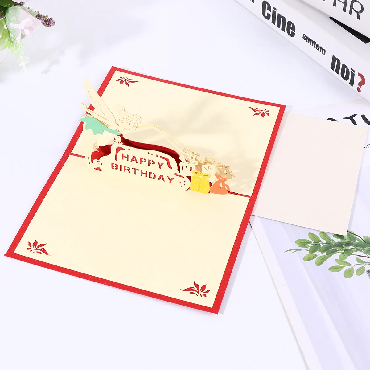 3Pcs 3D Up Greeting Cards Little Fairy Birthday Blessing Cards Craft Decorations Card Set for Party Card