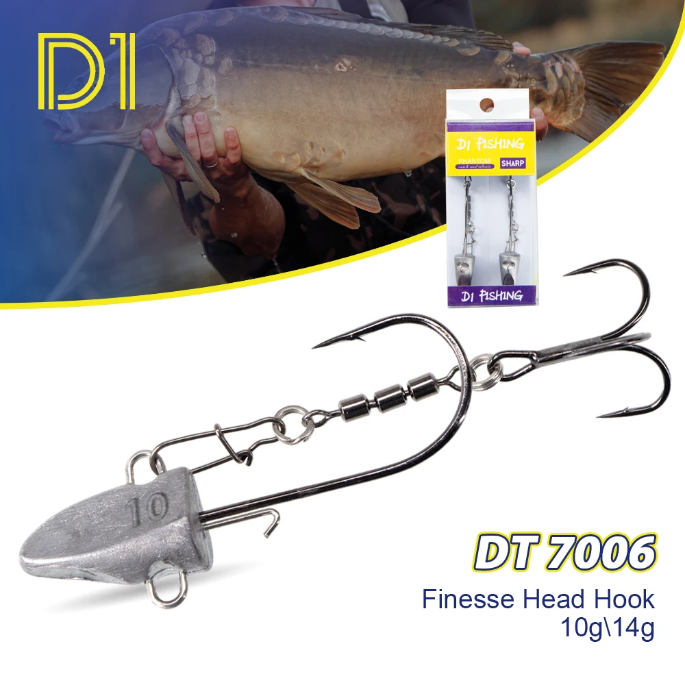 D1 Finesse tête crochet 2 pièces/boîte 10g/14g Plus puissance ver leurre crochet souple leurre tête de gabarit appât artificiel bar de mer, matériel de poisson plat