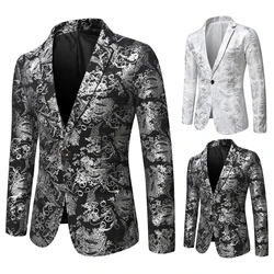 Blazer brilhante 2023 outono novo bronzeamento moda masculina fino ajuste terno jaqueta casamento boate palco vestido de festa roupas masculinas