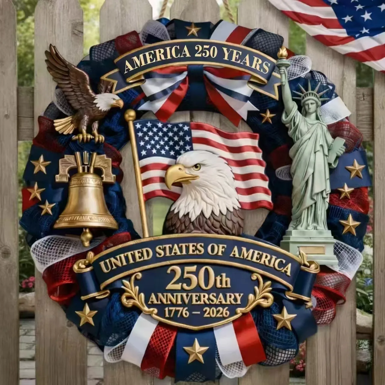 Cross-Border New Model American Independence 250Th Anniversary White-Headed Eagle Commemorative Wooden Plaque Home Porch Decorat