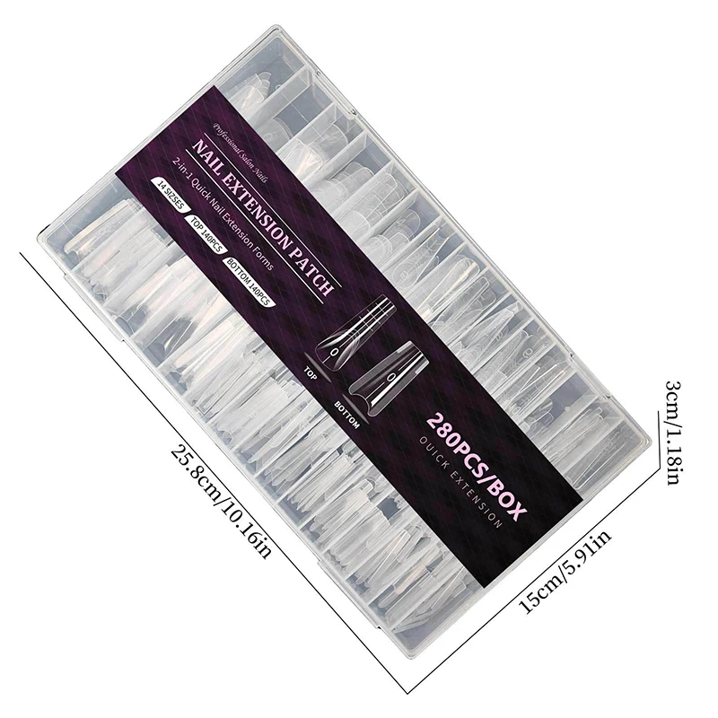 Sandwich Dual Nail Formulieren 140/280 Stuks 13 Size Quick Extensions-Dual Forms Doodskist Ovale T-vormige manicure Formulieren Top Bottom Mold
