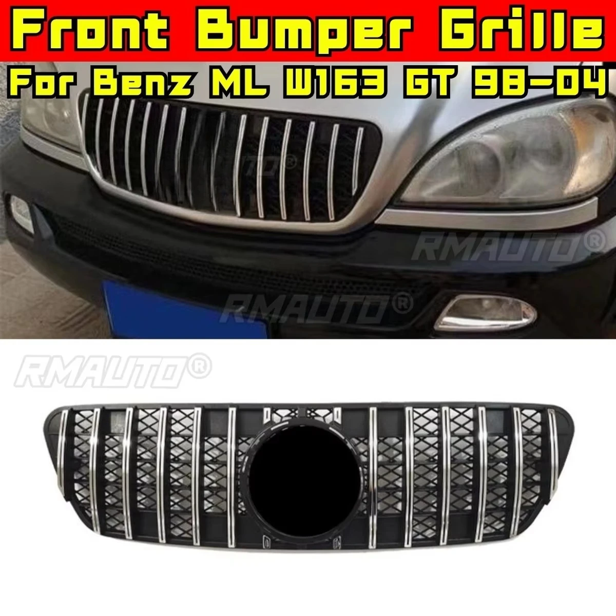 

Car Bumper Grill Decorative Strips Racing Grille Body Kit Front Bumper Grill For Mercedes Benz ML W163 GT 1998-2004 Exterior