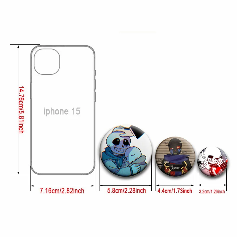 58mm Anime Game Undertale Sans Soft Button Pins Character Badge Link Killer Sans Papyrus Creative Brooch for Bag Hat Decor  Gift