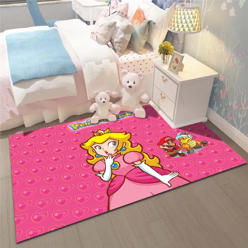 15 Sizes Super Mario Princess Peach Printing Carpet for Living Room Bedroom Kid's Room Home Decor Area Rug Non-slip Mat Sofa Mat