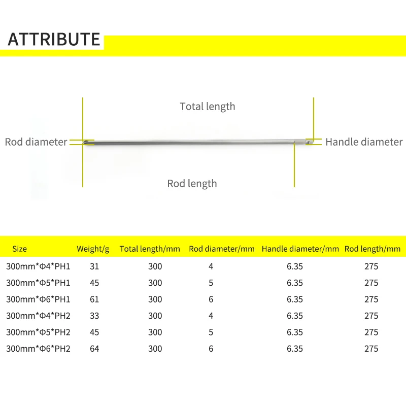 300mm Longer High Strength Phillips Strong Magnetic Screwdriver Bit Set Cross Hard Pneumatic Head Electric Batch Head