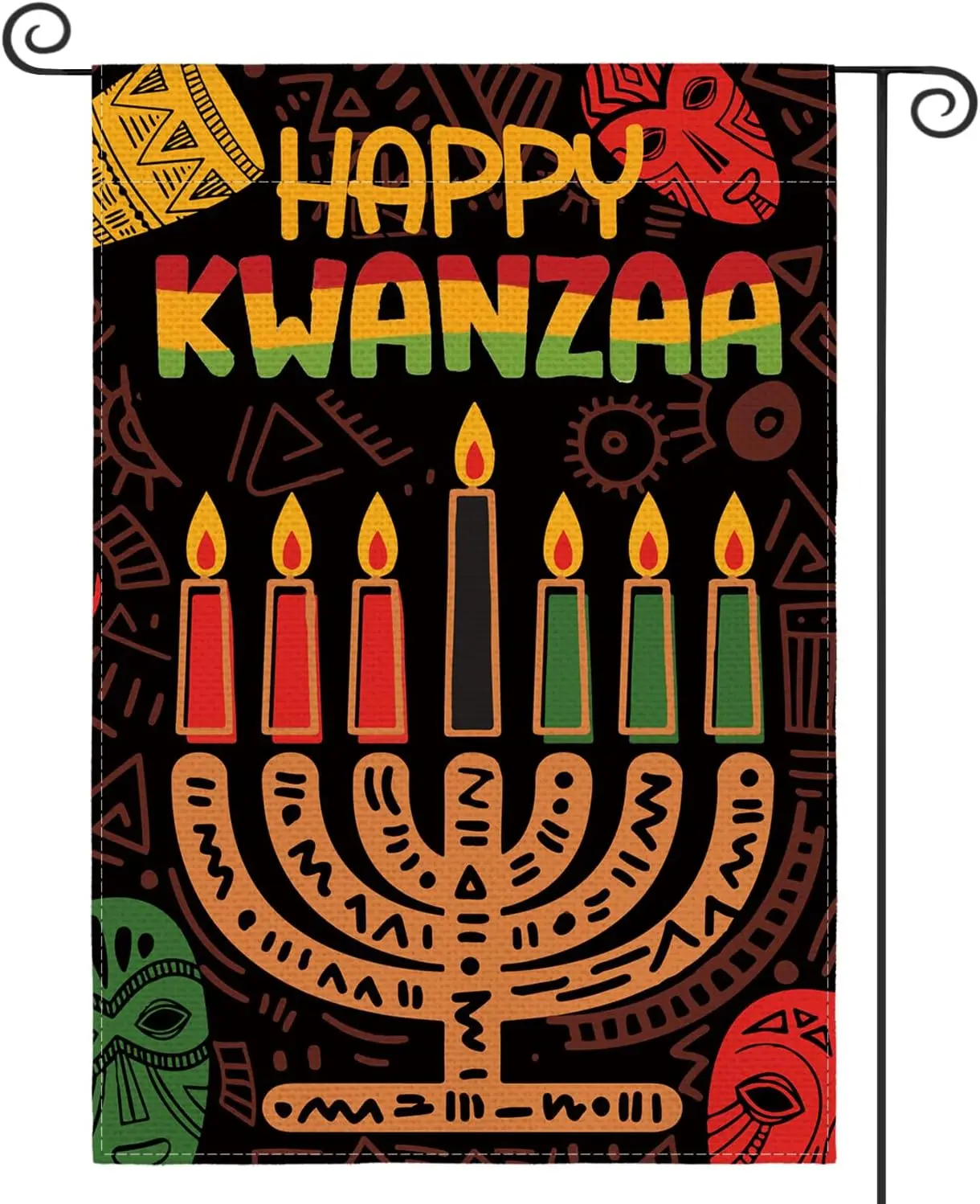 AVOIN colorlife Happy Kwanzaa Kinara Candles Garden Flag 12x18 Inch Double Sided Outside, African Blacks Unity Yard Outdoor  llz