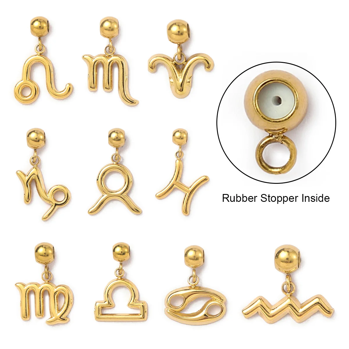 

12Pcs/Lot Stainless Steel Spacer Beads Charms Twelve Constellation Pendants For DIY Making Nacelace Jewelry Accessory Wholesale