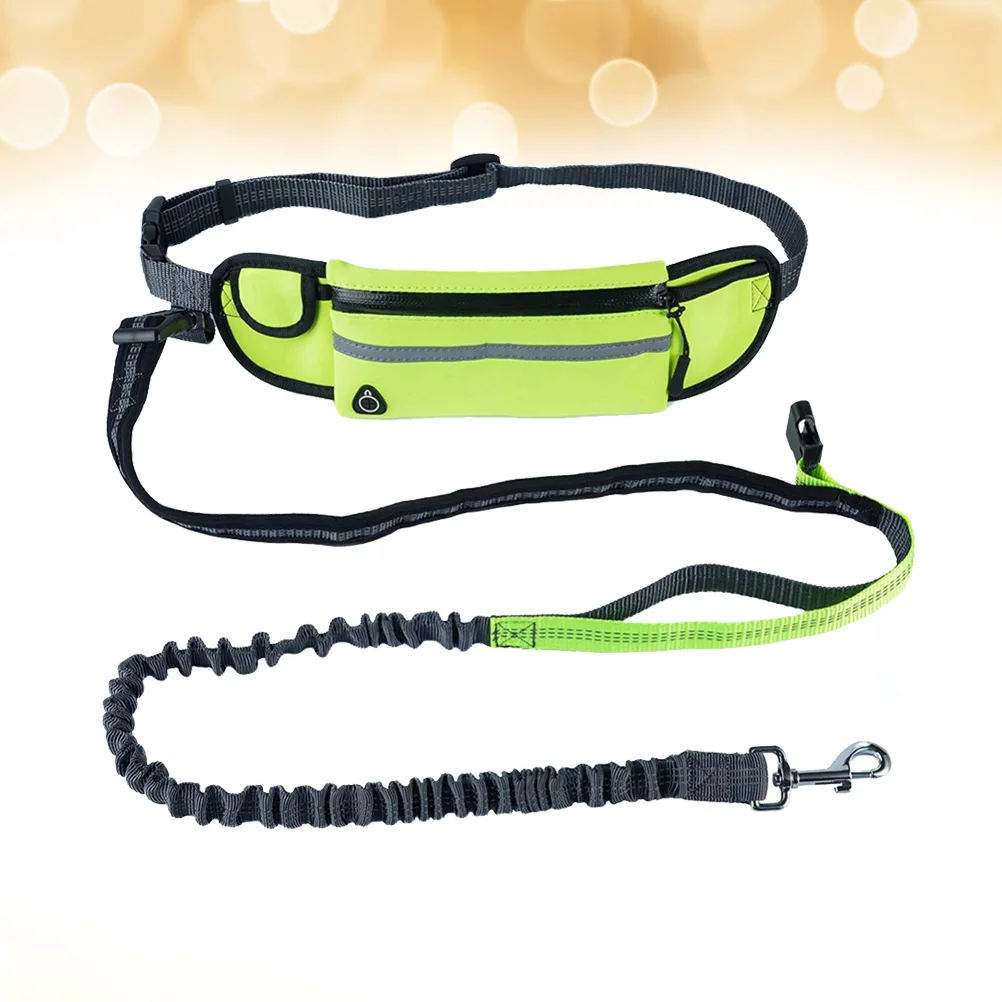 

Hands Free Waist Waterproof Dog Leash Green Adjustable Pocket Bag Running Walking Hiking Safety Strap Dog Leash