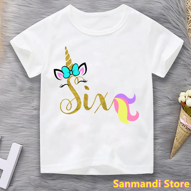 

New Summer Tops for Girls Kids Clothes Kawaii Unicorn Graphic Print Tshirt Children Clothing Birthday Gift T Shirt