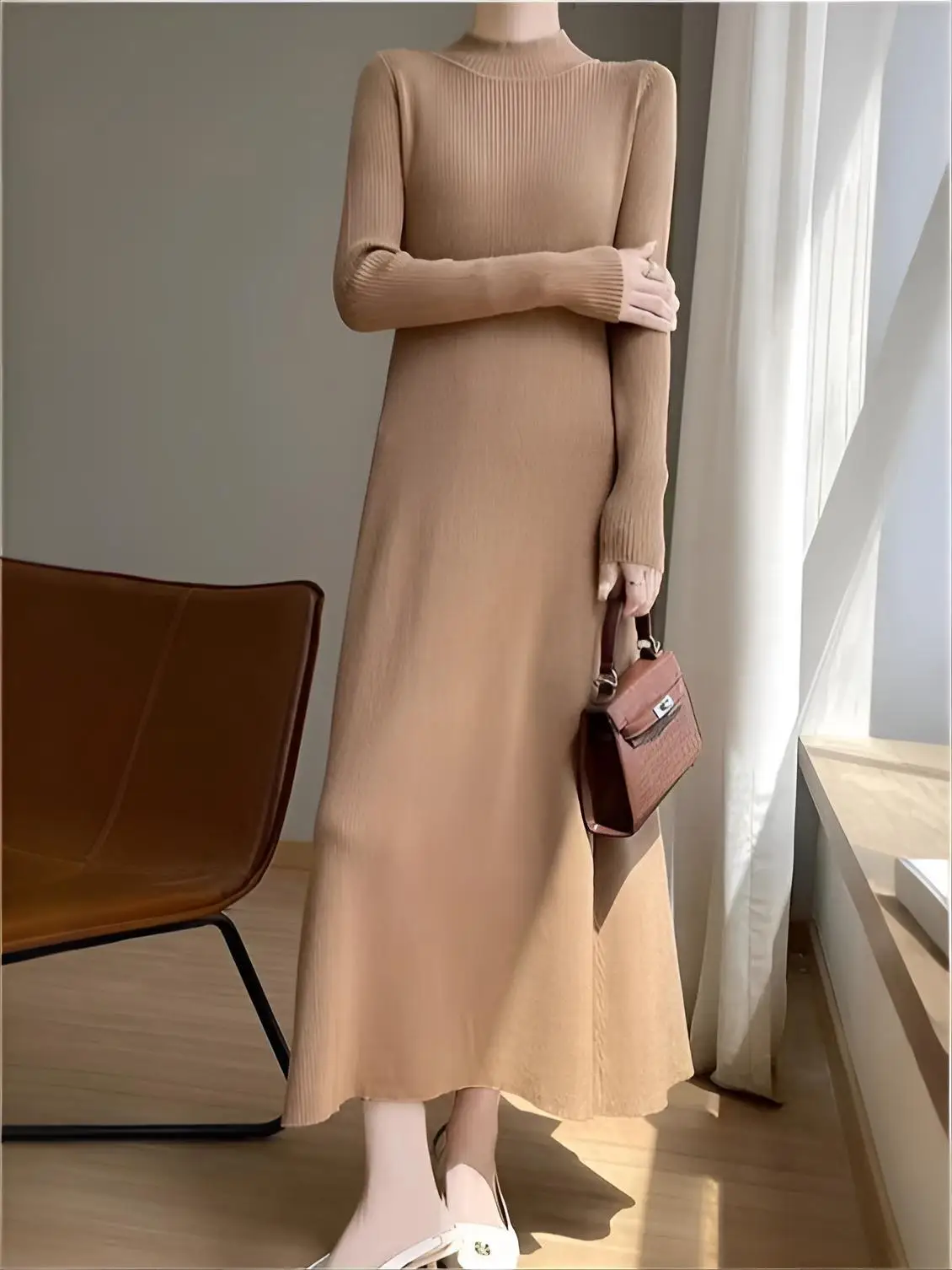 

Knee Length Pullovers For Woman Sweaters Jumpers Women Tender Off-Shoulder Midi-Length Social Youth Boho Tonal Mesh Lining Girls