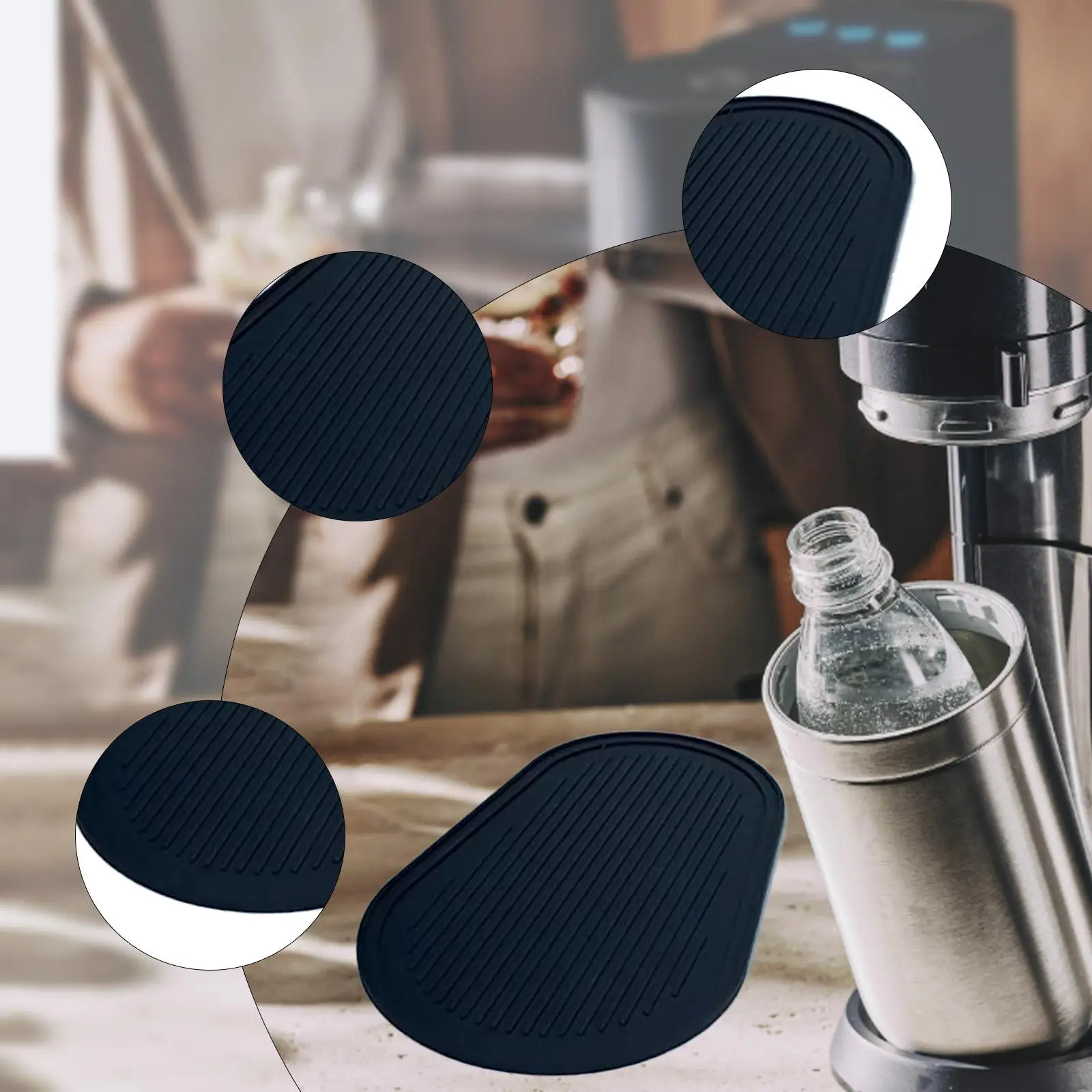 シリコン製滑り止めドリップマット（ソーダマシン用、幅広エッジパッド、ソーダメーカー用ドリップトレイ、シリコン乾燥マット下敷き）