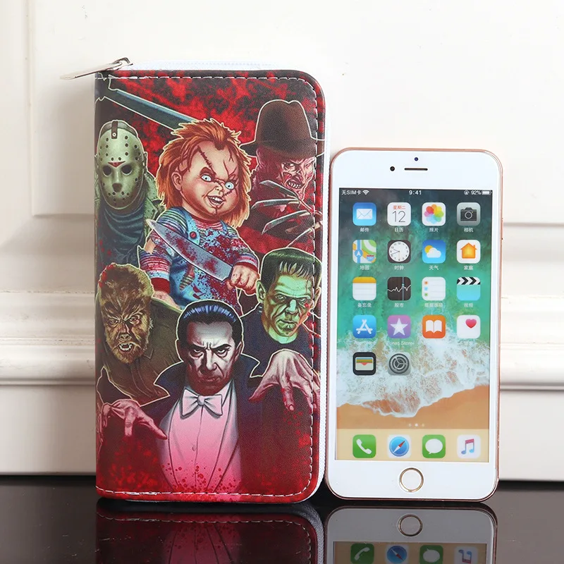 Anime Good Guys Cartoon Chucky PU Leather Multi-Layer Wallets Cosplay Clown Wallet Coin Bag Zipper Purse Gift