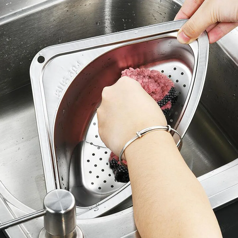 

Stainless Steel Sink Corner Multifunctional Drainage For Kitchen Silver Fruit Drainer Water Filter Basket Leftover