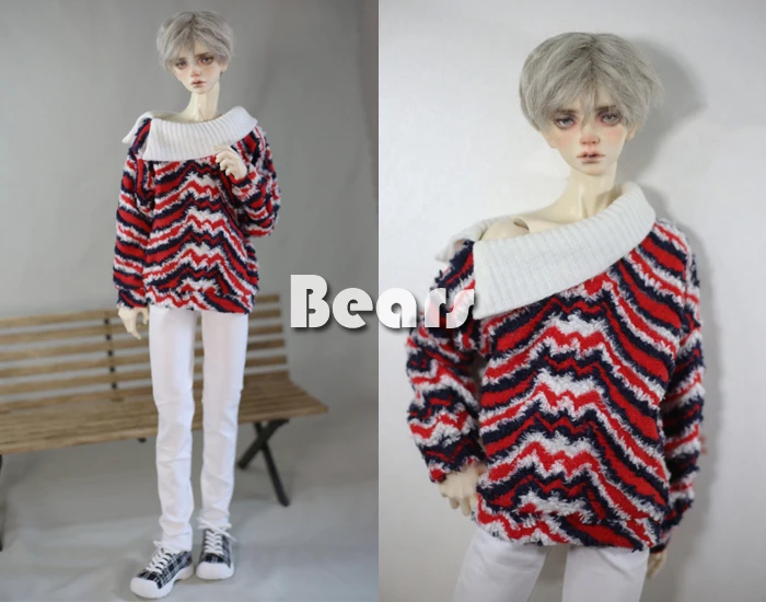 BJD Doll Clothes Red White Black Hairy Big Collar Off Shoulder Hoodie For 1/3 1/4 BJD SD DD MSD MDD SD13 SD17 POPO68 Uncle SSDF