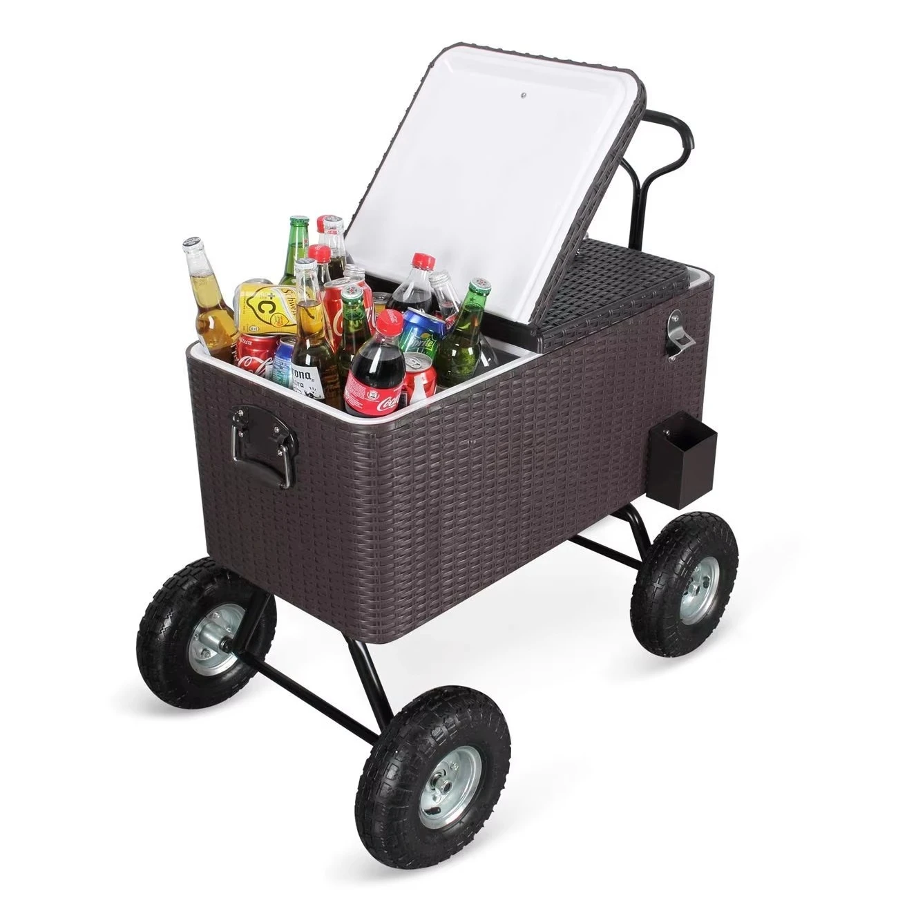 

New Style Outdoor Rattan Wheeled Cooler Cart