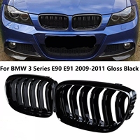 Car Front Bumper Kidney Racing Grille For BMW E90 E91 3-Series LCi 320i 325i 330i 2009-2013 1Pair Double Slat Sport Grille