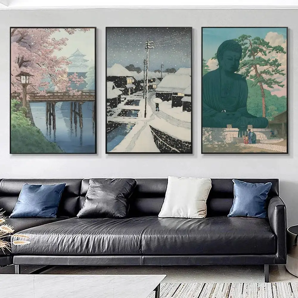 1pc Japan Art Paint K-Kawase Hasui Posters HD Print Vintage Wall Art Decor for Home Study Room