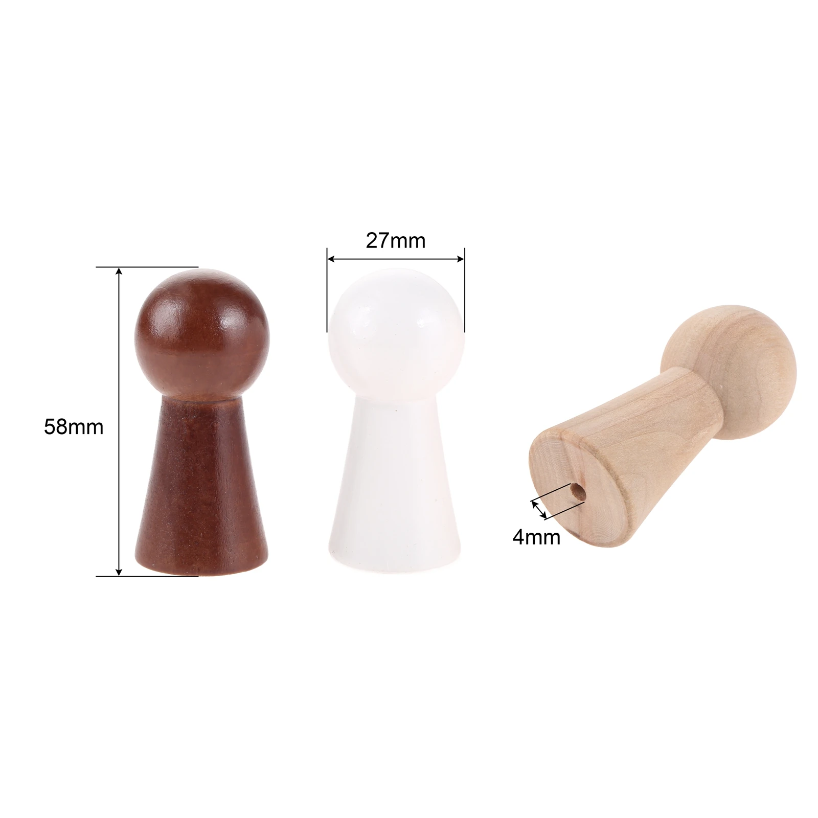 2 Pcs Wood Hook Pegs Doll Shape 58*27mm Natural Grain Bottom 4mm Hole Coat Umbrella Hanger Miniature Peg People with 2 Screws