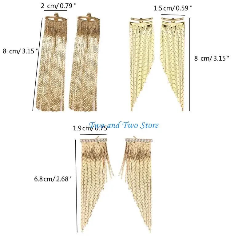 HX6F موضة الأقراط سلسلة طويلة مزاجه شرابات قلادة أقراط مجوهرات الحفلات #6