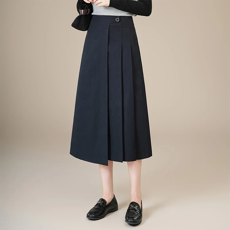 ZUZK New Elegant Soild A-Line Skirt Women Autumn High Waist Fashion Wrap Hip Skirt Office Lady Skirt Work Wear Skirt