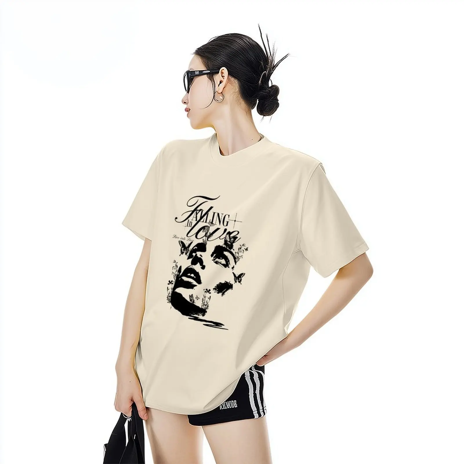 

Women's Trendy Cool Black Short Sleeve T-Shirt With Print Moisture Sweat Wicking O-Neck Casual Tee T Shirts Tops Summer