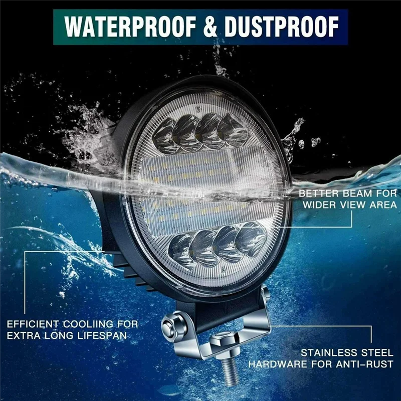 GEFENSI ABUP-8Pcs 4 Inch LED Work Light Combo Spot Flood Off Road Driving Amber Fog Lamp