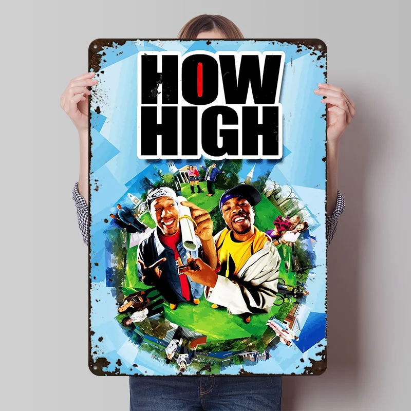 How High Movie Printed Poster Customized Retro Wall Art Vintage Metal Tin Signs for Living Room Decorations Man Coffee Bar Decor