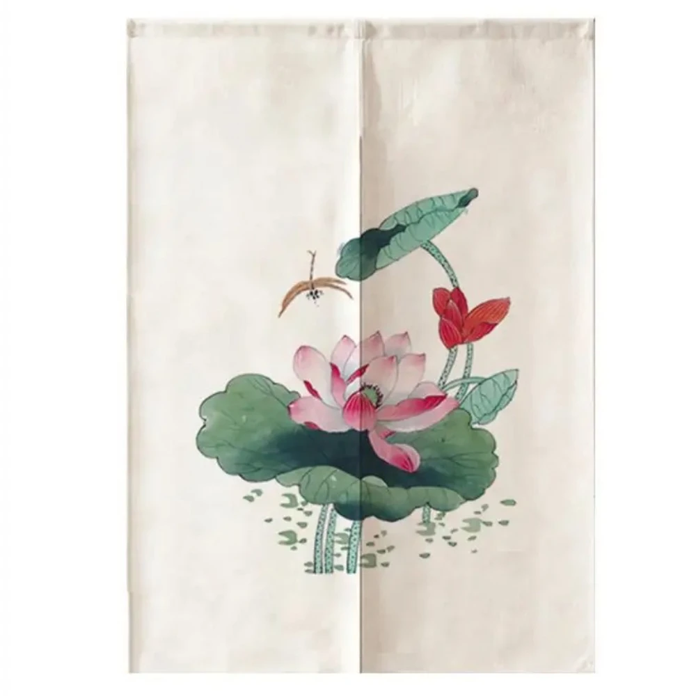 

Цветок абстрактный синий лотос японская дверная занавеска для гостиной спальни перегородка шторы кухня вход подвесные полузанавески