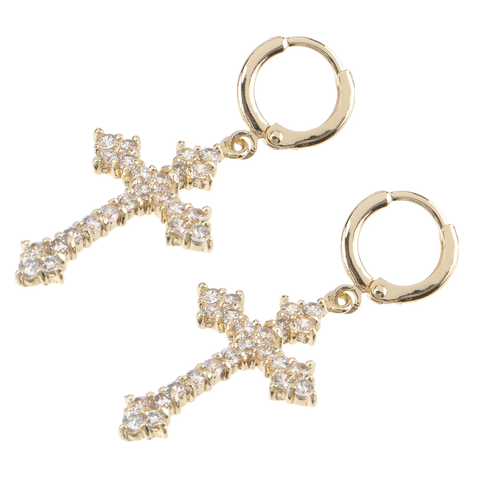 

Zircon Earrings Creative Shiny Cross Gift Lady Golden Women Decorative Dangle Miss