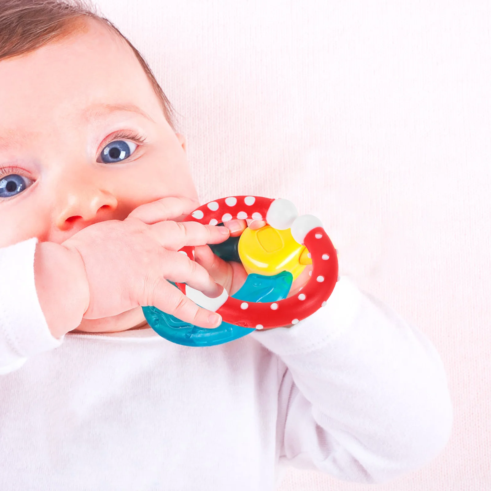 

5pcs Rainbow Food Grade Soft Infant Molar Relief Grasp Ring Educational Baby Chew Toddler Soother Sensory