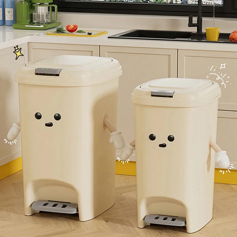 Large Capacity Trash Can Cute Creativity Non-slip Bottom Strong Bearing Capacity Garbage Bucket Square Dustbin Kitchen