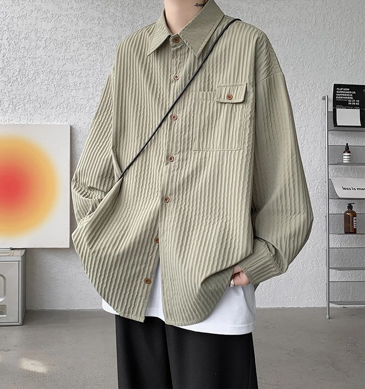 

Мужская длинная све irt Ele Drapey, модная текстурированная верхняя одежда большого размера «Неаполь», осенний сезон, повседневная мода, полиэфирное волокно