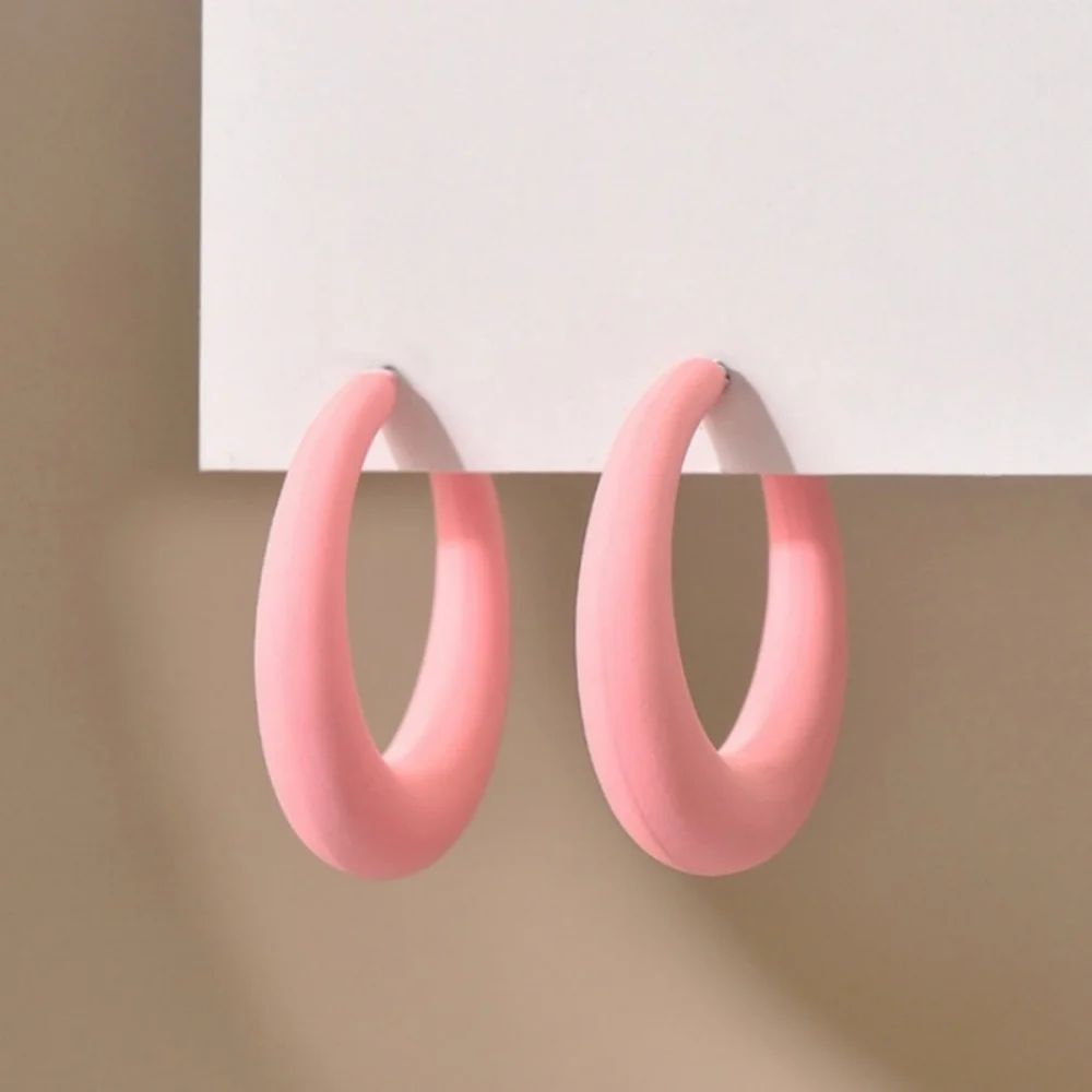 Korean Frosted Acrylic C-Shape Hoop Earrings for Women Resin Geometric Candy Color Circle Earrings 2024 Fashion Jewelry Gifts