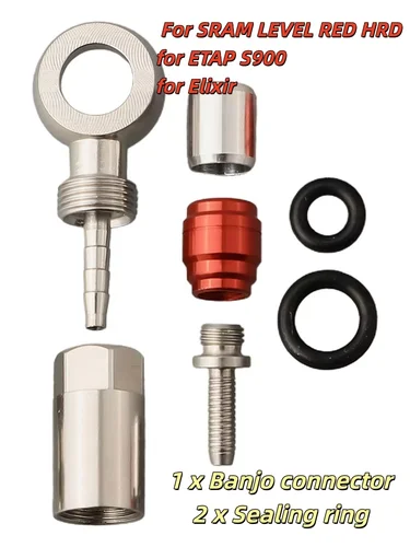 Imagen 1 del producto Juego de conectores de Cable para bicicleta SRAM LEVEL RED HRD, incluye conectores Banjo, anillos de sellado y aguja de aceite para Elixir