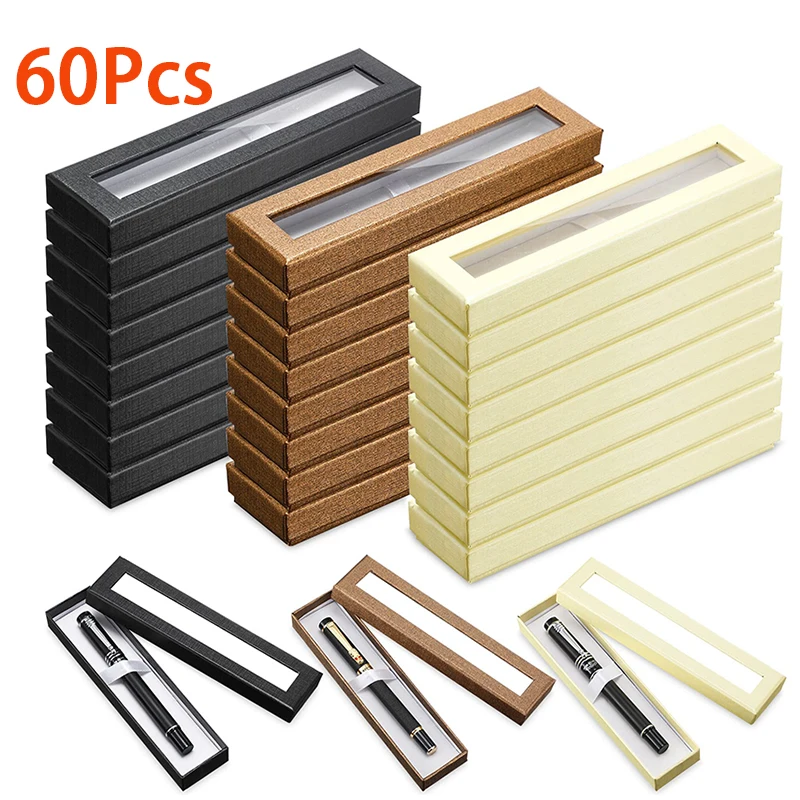 

60Pcs Packaging Pen Case Luxury Fountain Pen Clear Display Box Organizer Empty Pen Box with Window Paper Storage Box