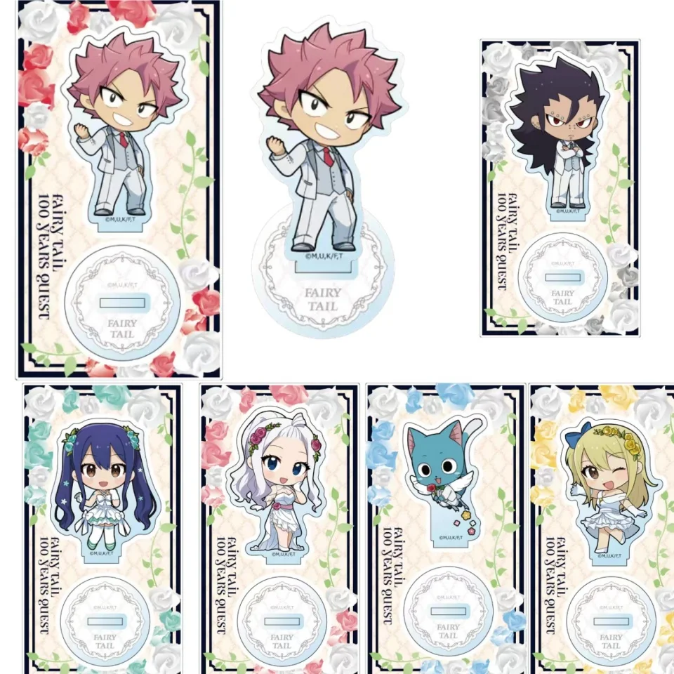 

Hot Anime Fairy Tail Acrylic Stand White suit style Desktop Ornament Cosplay Toy for Gift 10cm