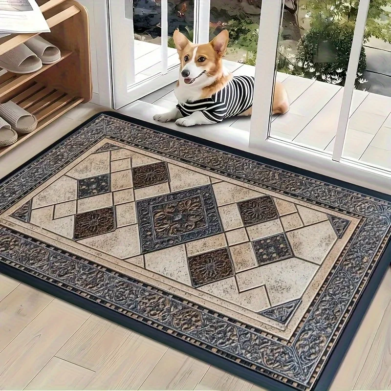 Vintage Moroccan Geometric Area Rug Classic Mediterranean Diamond Pattern Runner Durable Accent Mat for Hallway Entrance Living