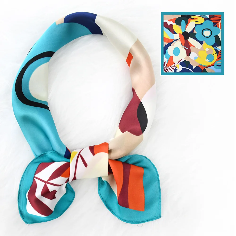 

70CM Faux Silk Square Scarf Premium Quality Elegant and Stylish Decorative Neck Scarf Korean Style Floral Print Scarf
