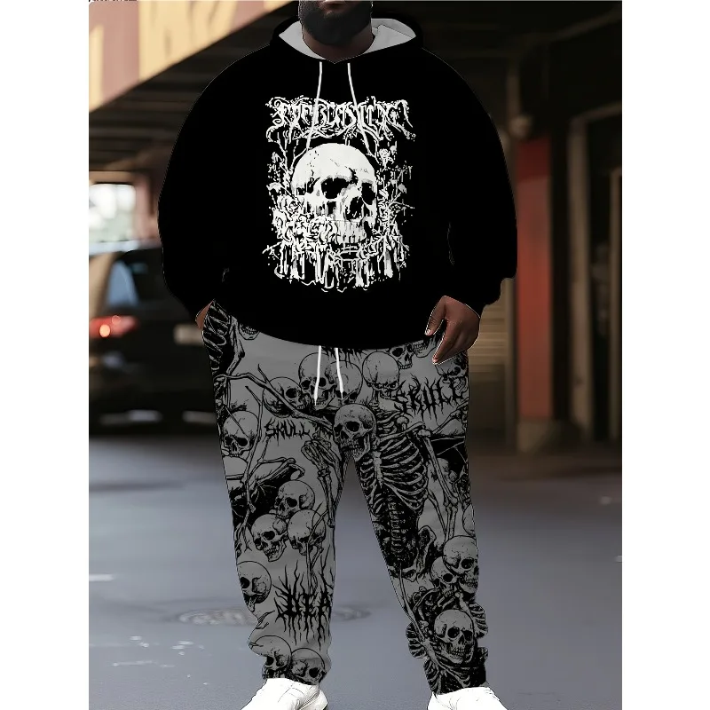 2025 أزياء 3D مطبوعة الجمجمة المال نمط عارضة مجموعة مقنعين طويلة الأكمام هوديي وسراويل أزياء مجموعة الأنشطة في الهواء الطلق #6