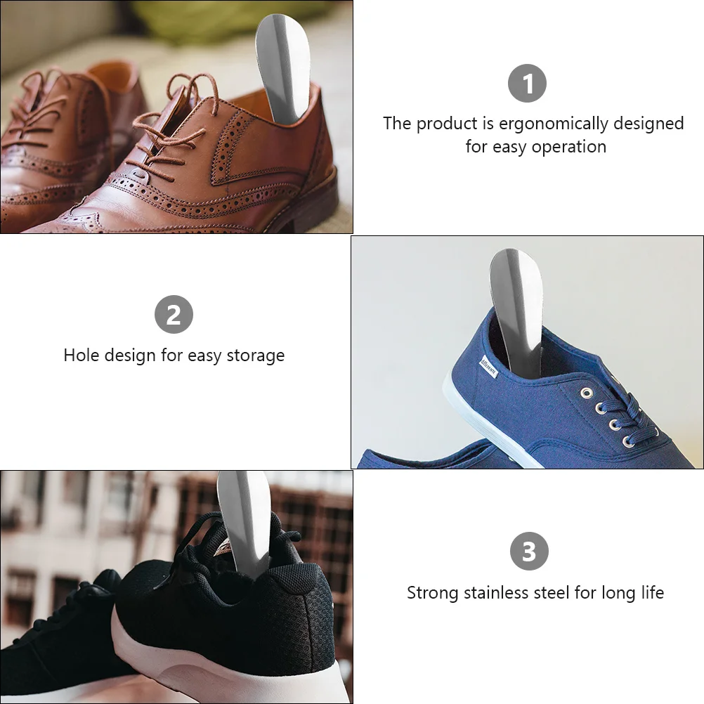 

2Pcs Shoe Horns Stainless Steel Long Handle Shoes Lifter for Easy Wear Ideal for Seniors and Elderly Back Pain Relief Home Use