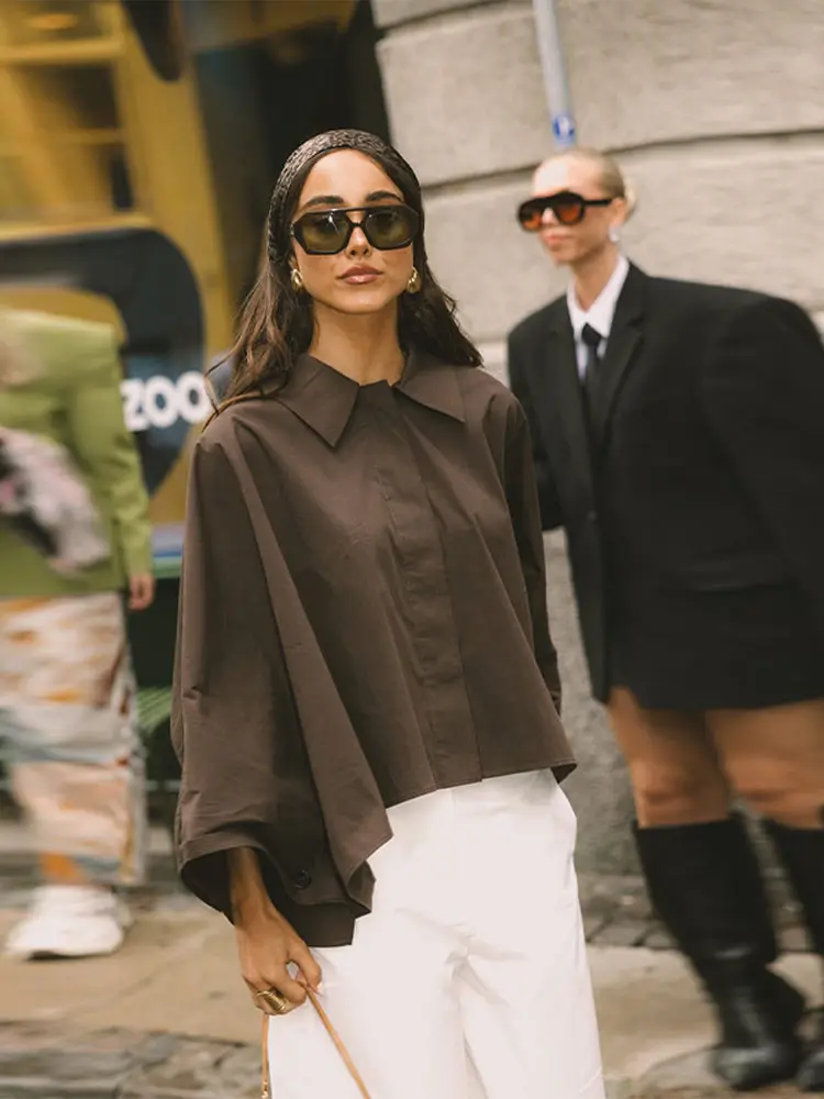 

Chic Irregular Hem Women's Jacket Loose Long Sleeved Single Breasted Short Coats 2025 New Autumn Winter Lady Street Outwears